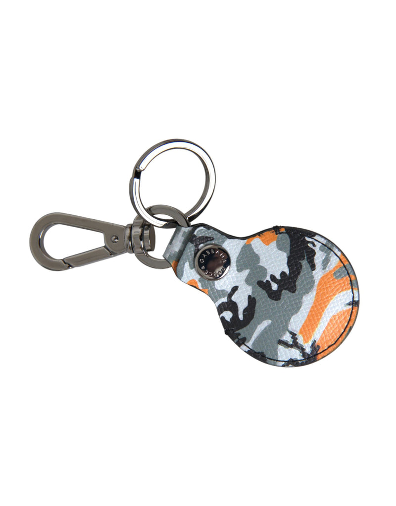 Camouflage Leather DG Logo Round Metal Keyring Keychain Dolce & Gabbana