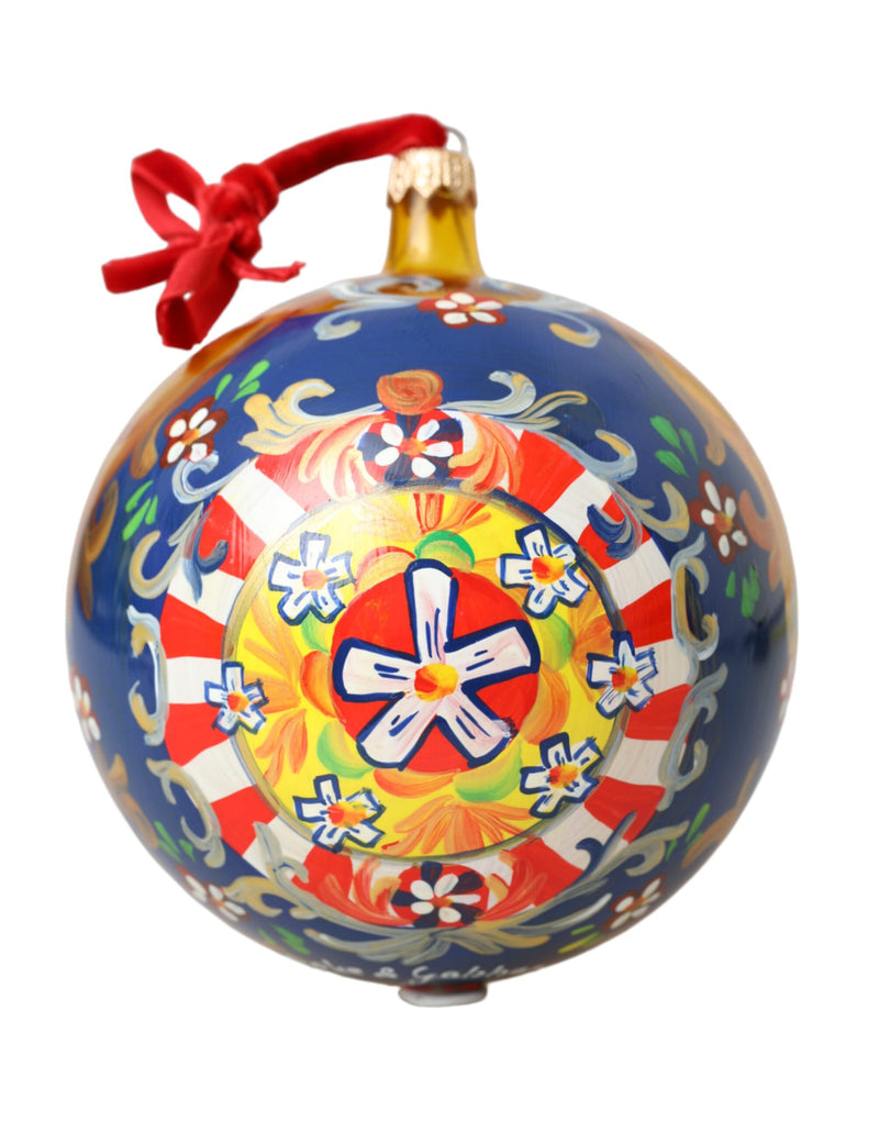 Gold Tone Carretto Print Round Ornament Christmas Ball Dolce & Gabbana