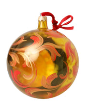 Gold Tone Carretto Print Round Ornament Christmas Ball Dolce & Gabbana