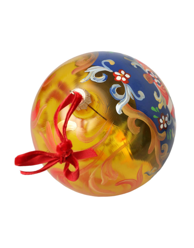 Gold Tone Carretto Print Round Ornament Christmas Ball Dolce & Gabbana