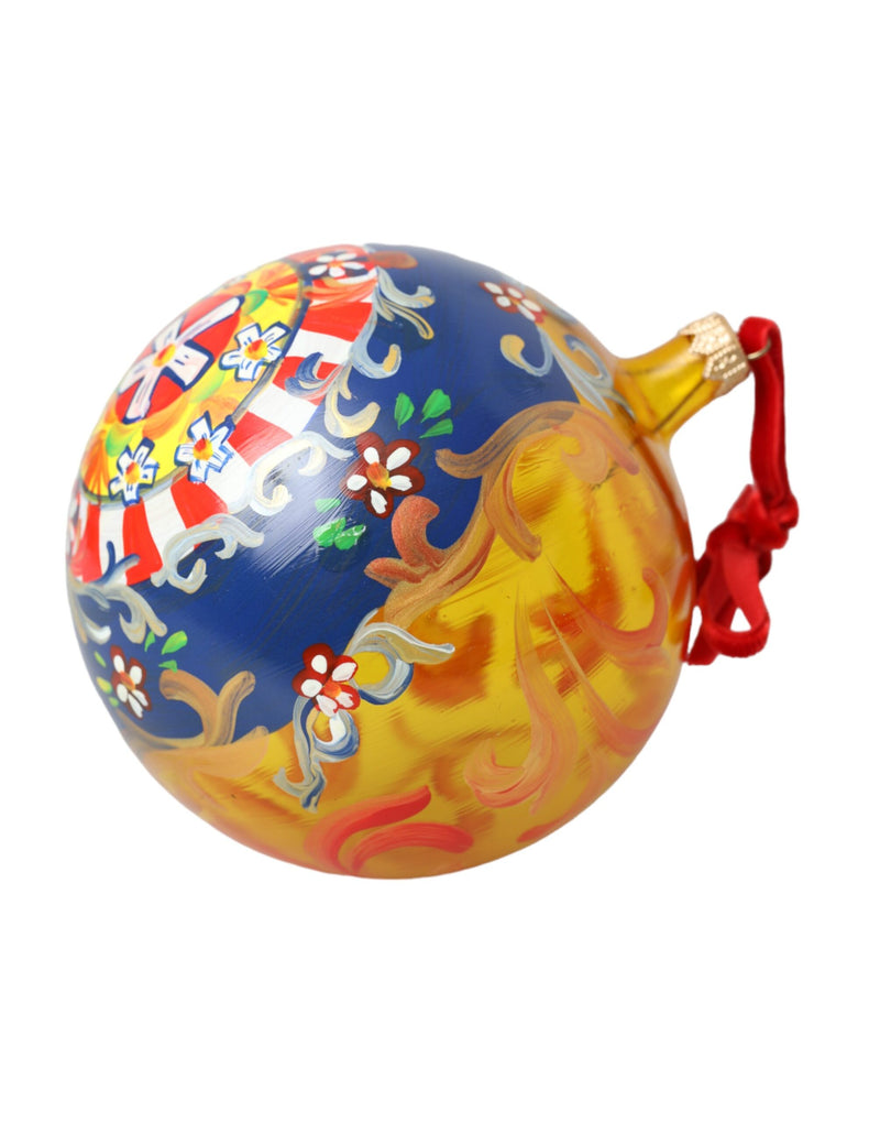 Gold Tone Carretto Print Round Ornament Christmas Ball Dolce & Gabbana