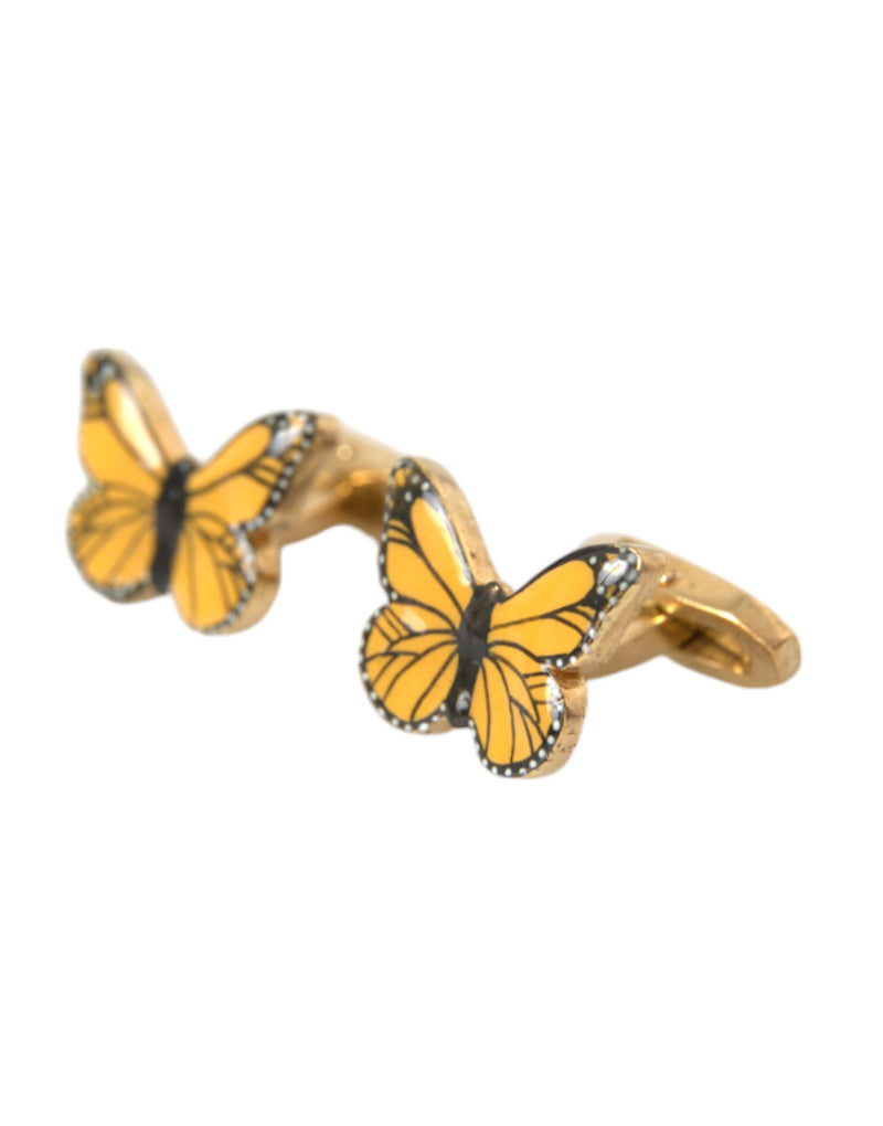 Gold Tone Brass Butterfly Enamel Men Cufflink Dolce & Gabbana