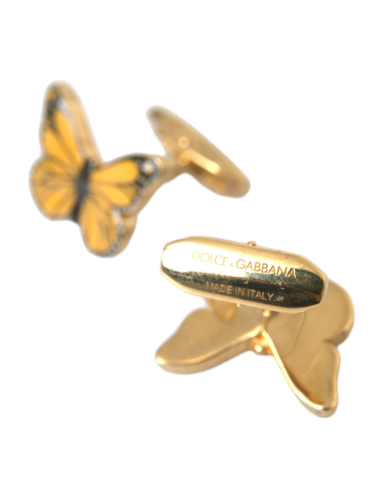 Gold Tone Brass Butterfly Enamel Men Cufflink Dolce & Gabbana