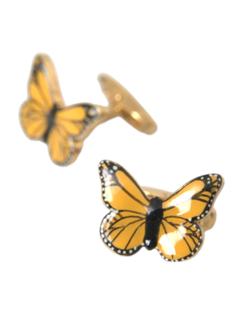 Gold Tone Brass Butterfly Enamel Men Cufflink Dolce & Gabbana