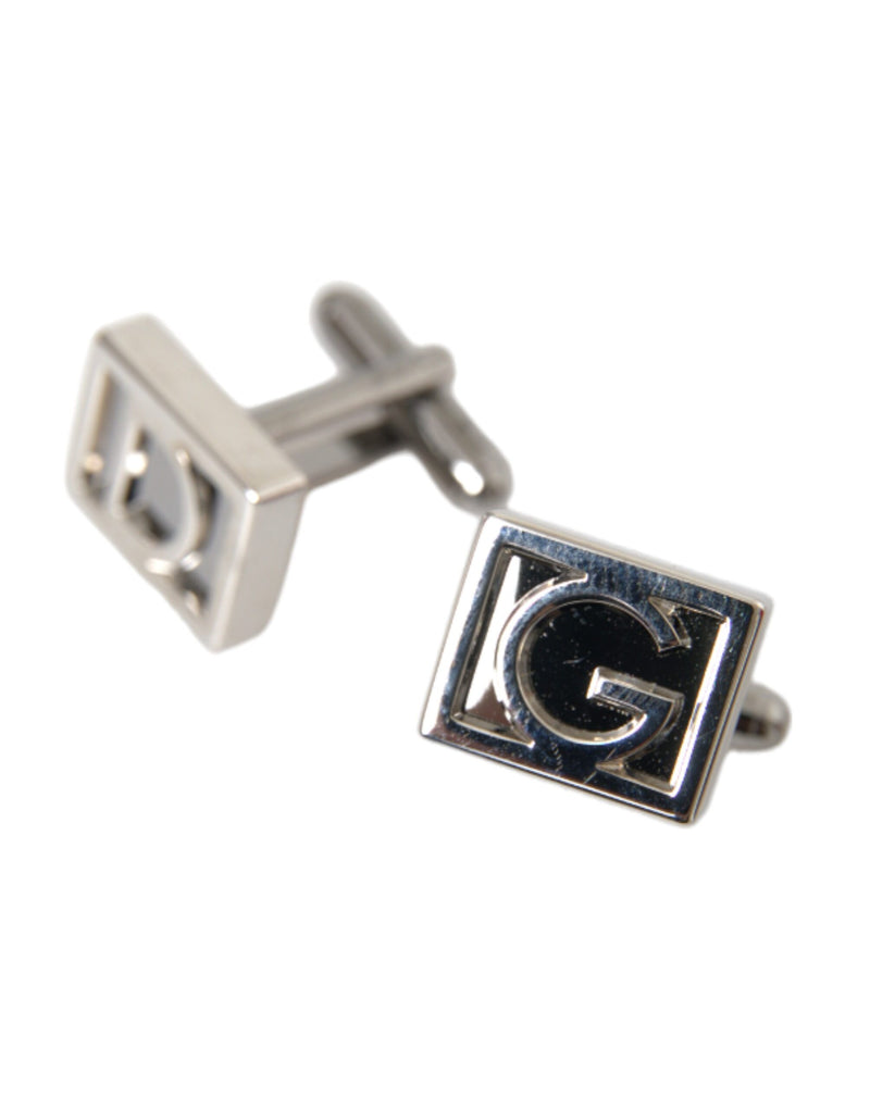 Silver Plated Metal Brass DG Logo Pin Cufflinks Dolce & Gabbana