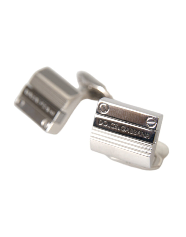 Silver Plated Metal Brass DG Logo Pin Cufflinks Dolce & Gabbana