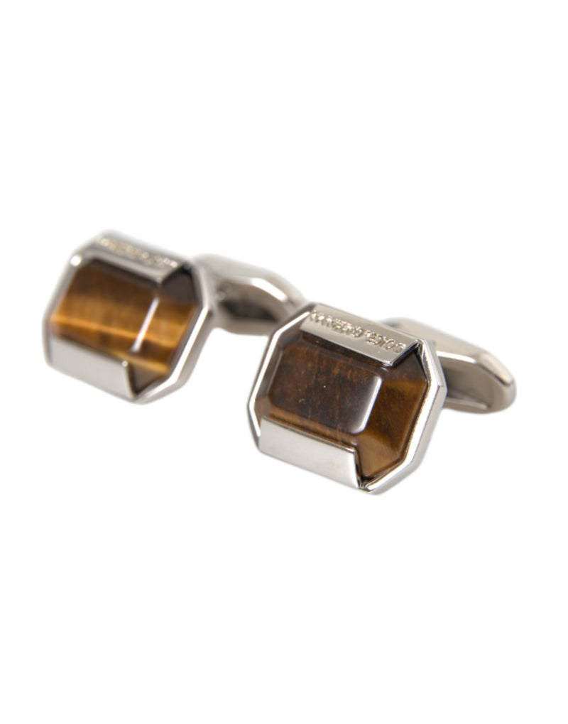 Silver Plated Brass Pin Crystal Cufflinks Dolce & Gabbana