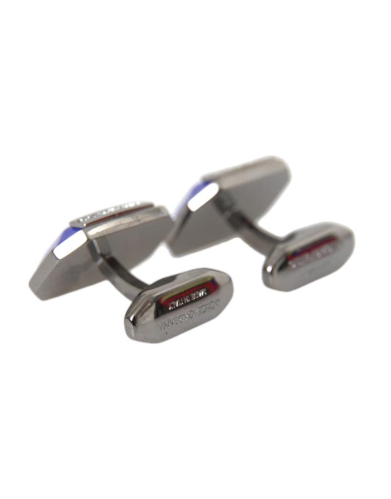 Silver Plated Brass Pin Crystal Cufflinks Dolce & Gabbana