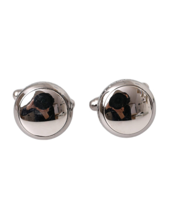 Silver Plated Brass Round Pin Men Cufflinks Dolce & Gabbana