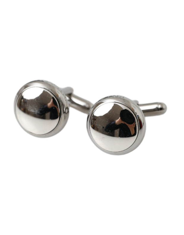 Silver Plated Brass Round Pin Men Cufflinks Dolce & Gabbana