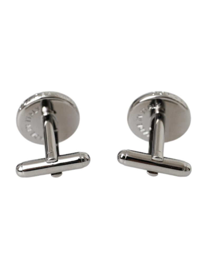 Silver Plated Brass Round Pin Men Cufflinks Dolce & Gabbana