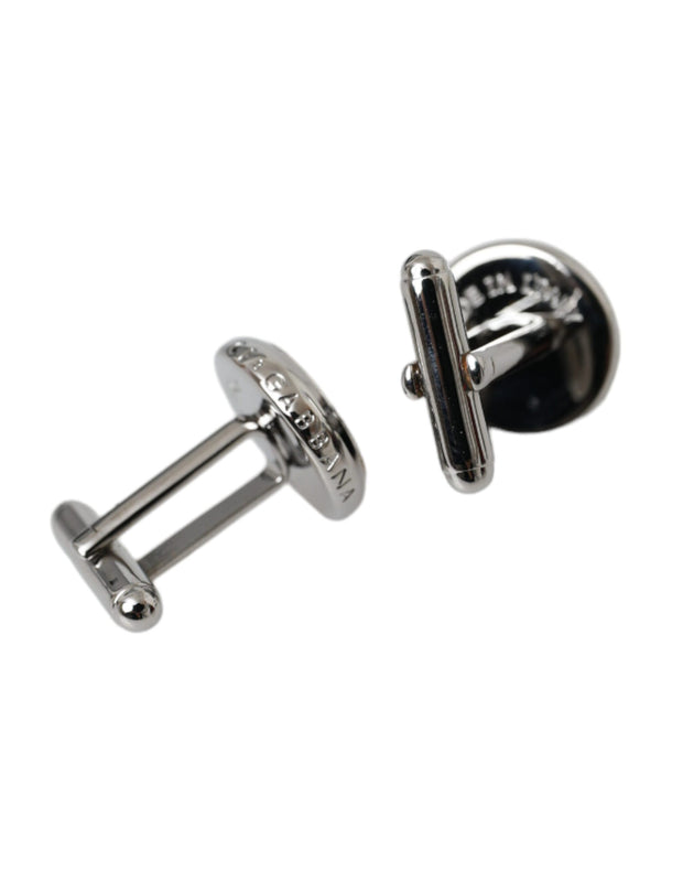 Silver Plated Brass Round Pin Men Cufflinks Dolce & Gabbana