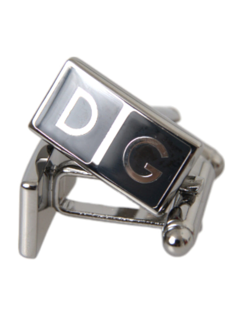 Silver Plated Metal Brass DG Logo Pin Cufflinks Dolce & Gabbana