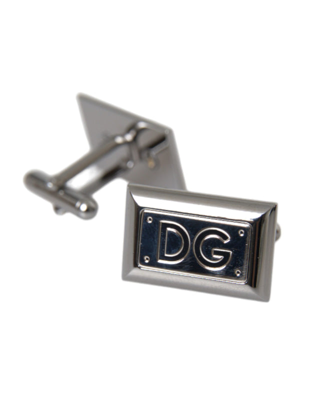 Silver Plated Metal Brass DG Logo Pin Cufflinks Dolce & Gabbana