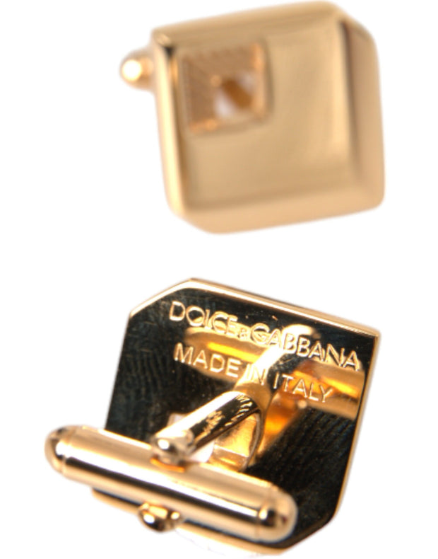 Gold Plated Metal Brass Square Pin Cufflinks Dolce & Gabbana