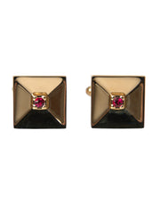 Gold Plated Brass Crystal Square Pin Cufflinks Dolce & Gabbana