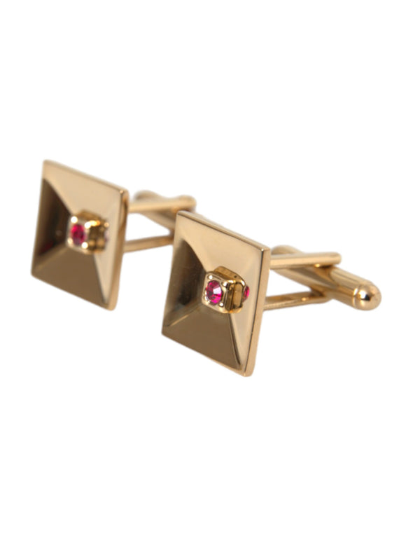 Gold Plated Brass Crystal Square Pin Cufflinks Dolce & Gabbana