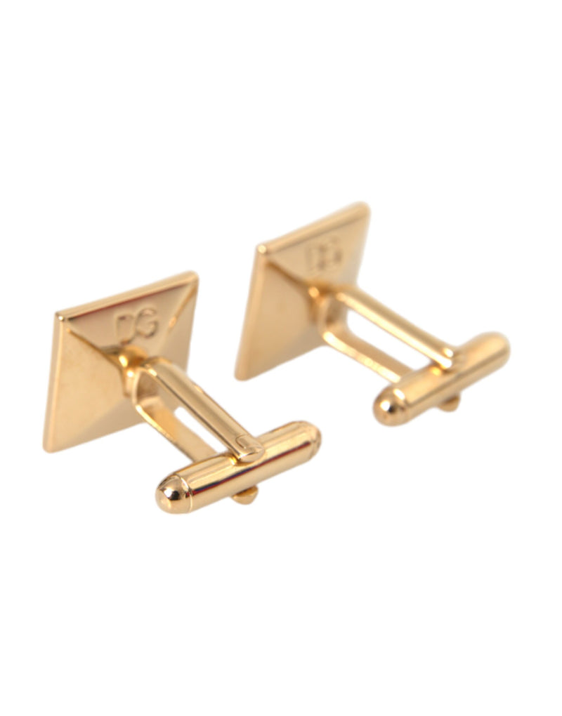 Gold Plated Brass Crystal Square Pin Cufflinks Dolce & Gabbana