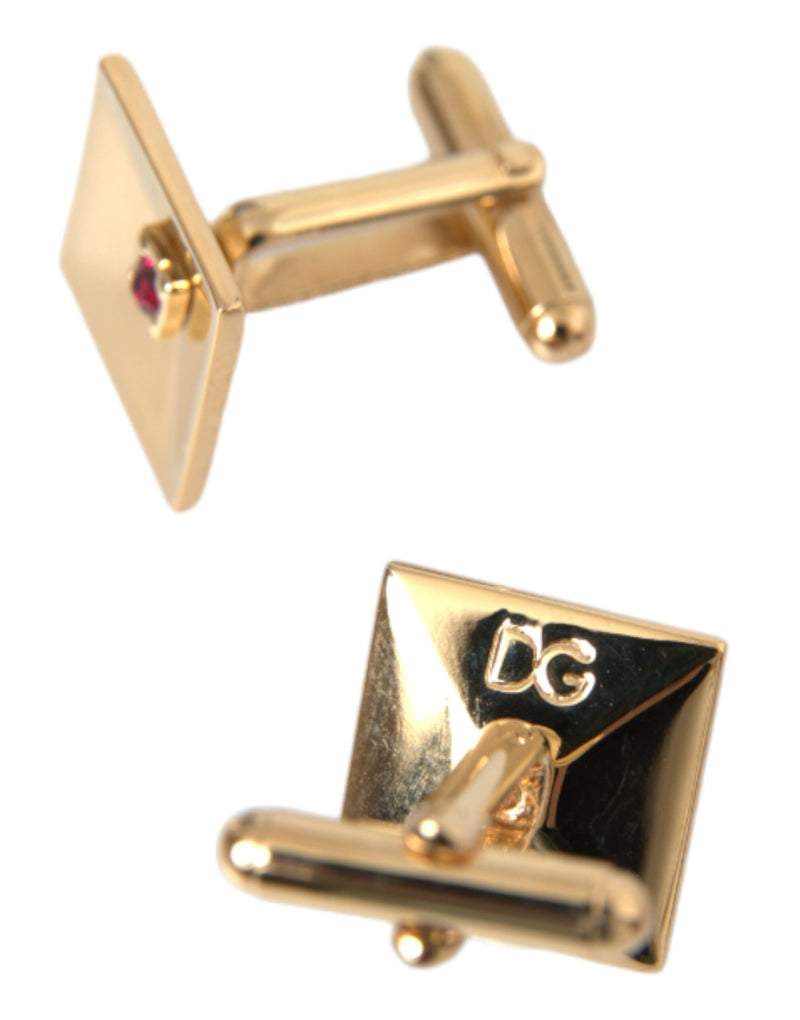 Gold Plated Brass Crystal Square Pin Cufflinks Dolce & Gabbana