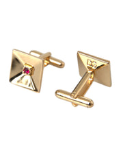 Gold Plated Brass Crystal Square Pin Cufflinks Dolce & Gabbana