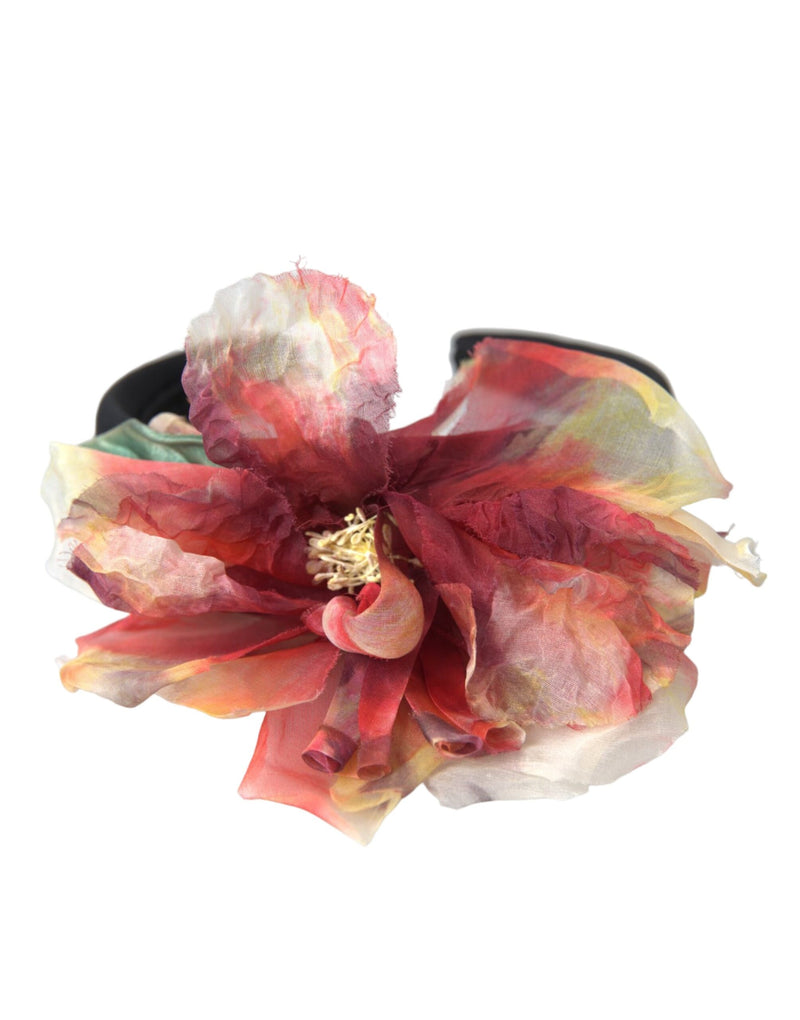 Rose Pink Silk Floral Black Tiara Women Hairband Diadem Dolce & Gabbana