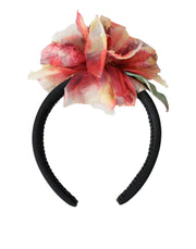 Rose Pink Silk Floral Black Tiara Women Hairband Diadem Dolce & Gabbana