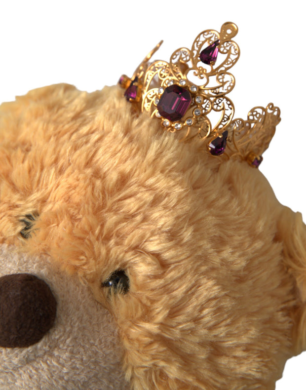 Brown Teddy Bear Gold Crystal Crown Hair Band Diadem Dolce & Gabbana