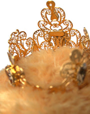 Brown Teddy Bear Gold Crystal Crown Hair Band Diadem Dolce & Gabbana