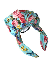 Turquoise Floral Applique Silk Women Headband Diadem Dolce & Gabbana