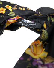 Black Floral Applique Silk Women Headband Diadem Dolce & Gabbana