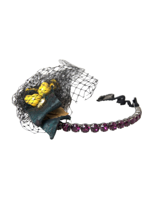 Black Lemons Sicily Purple Crystal Net Headband Diadem Dolce & Gabbana