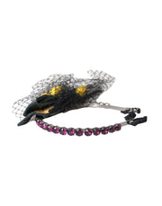 Black Lemons Sicily Purple Crystal Net Headband Diadem Dolce & Gabbana