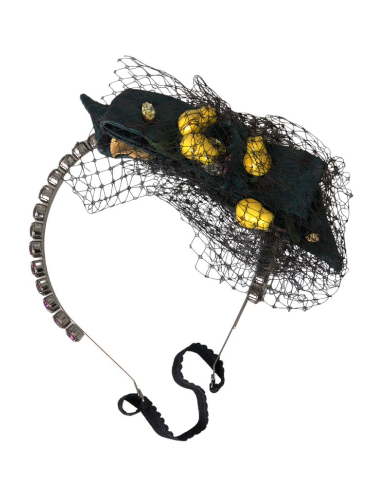 Black Lemons Sicily Purple Crystal Net Headband Diadem Dolce & Gabbana