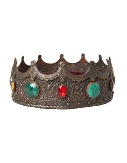 Bronze Brass Multicolor Crystal Crown Tiara Hat Dolce & Gabbana