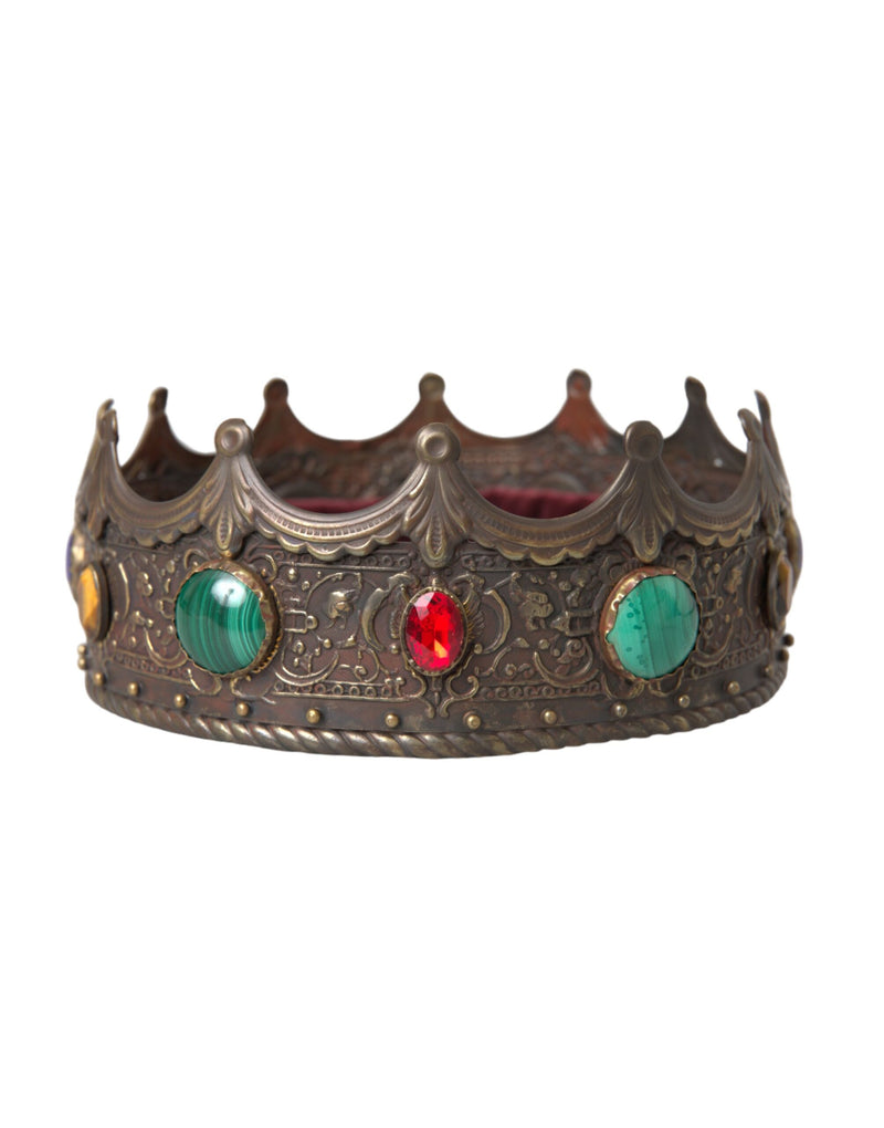 Bronze Brass Multicolor Crystal Crown Tiara Hat Dolce & Gabbana