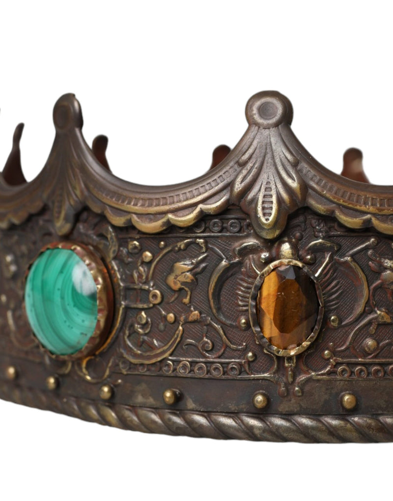 Bronze Brass Multicolor Crystal Crown Tiara Hat Dolce & Gabbana