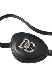 Black Calfskin Leather Metal DG Logo Eye Patch Dolce & Gabbana