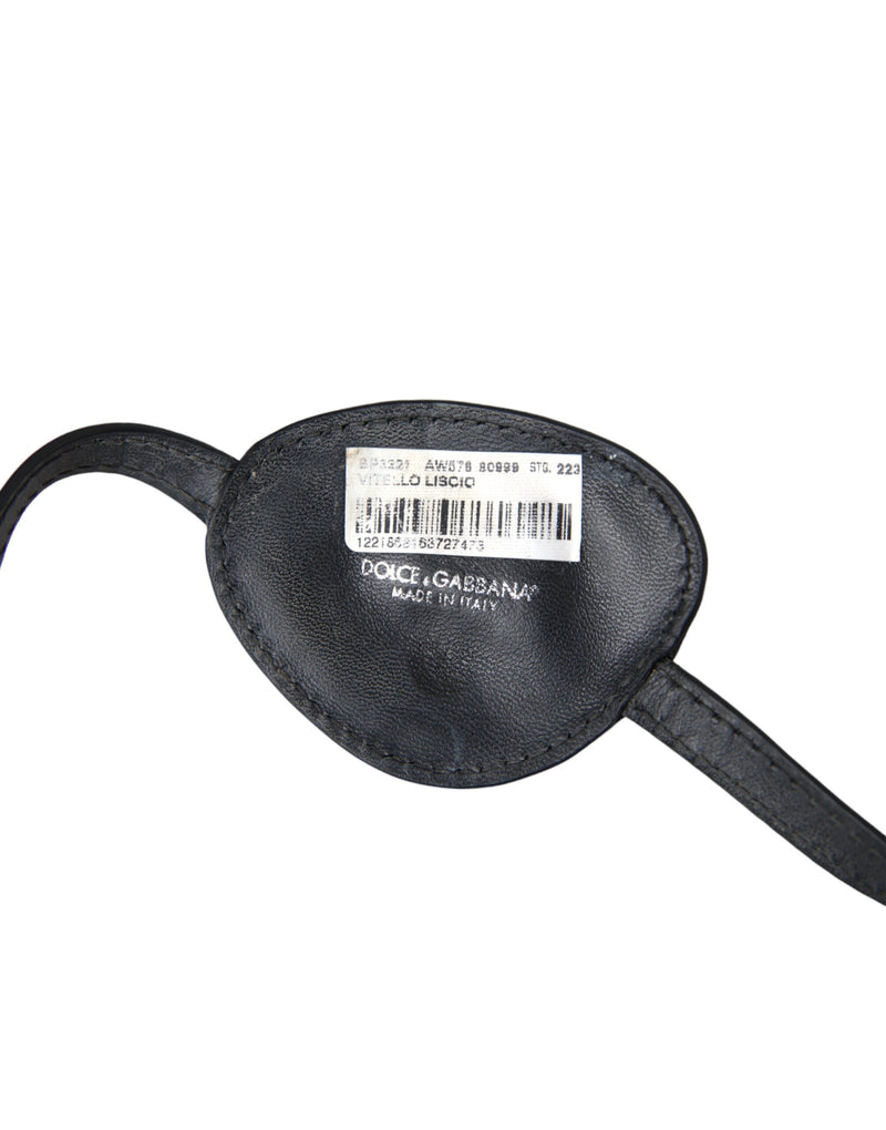 Black Calfskin Leather Metal DG Logo Eye Patch Dolce & Gabbana