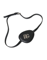 Black Calfskin Leather Metal DG Logo Eye Patch Dolce & Gabbana