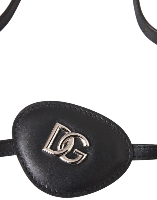 Black Calfskin Leather Metal DG Logo Eye Patch Dolce & Gabbana