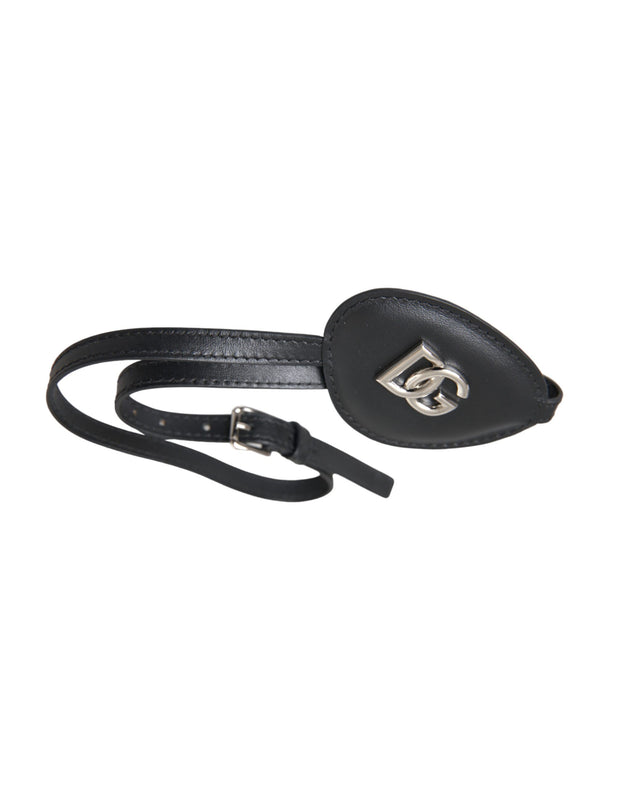 Black Calfskin Leather Metal DG Logo Eye Patch Dolce & Gabbana