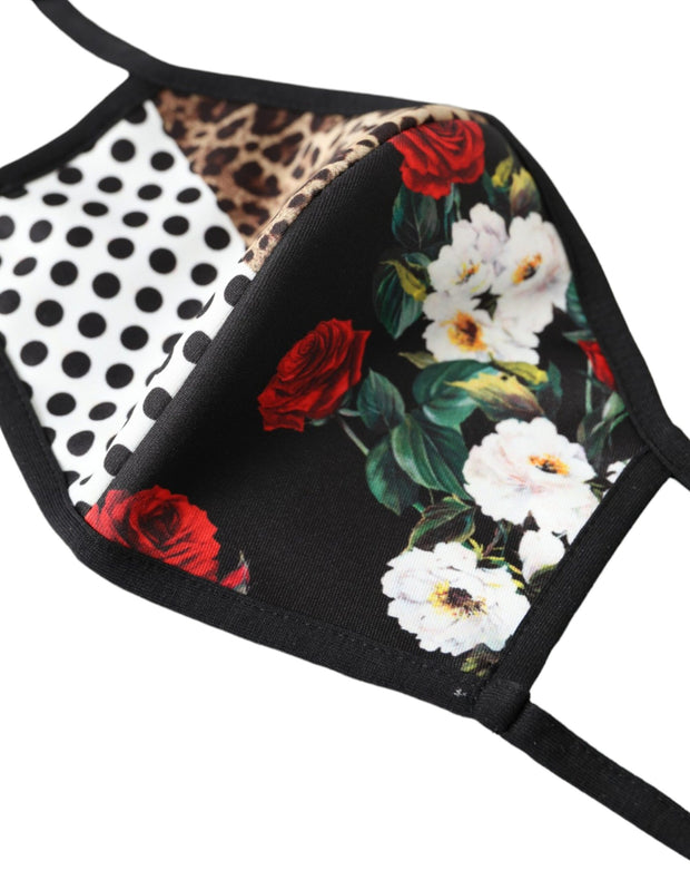 Multicolor Leopard Floral Elastic Ear Strap Face Mask Dolce & Gabbana