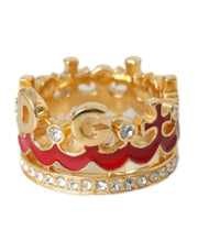 Gold Tone BrassCrystal Enamel DG CROWN Statement Ring Dolce & Gabbana