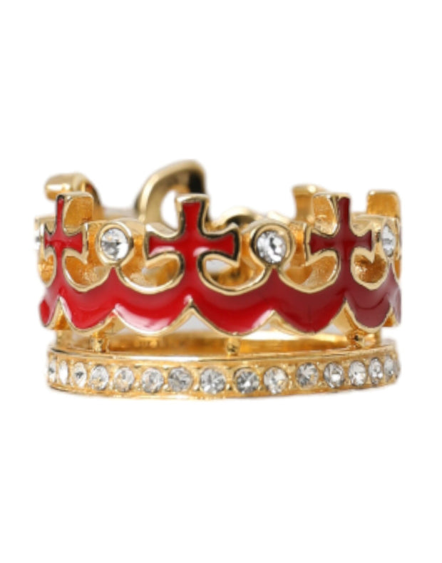 Gold Tone BrassCrystal Enamel DG CROWN Statement Ring Dolce & Gabbana