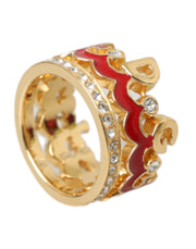 Gold Tone BrassCrystal Enamel DG CROWN Statement Ring Dolce & Gabbana