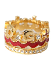 Gold Tone BrassCrystal Enamel DG CROWN Statement Ring Dolce & Gabbana