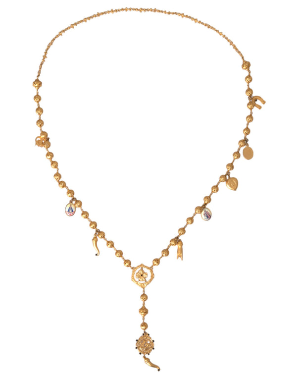 Gold Tone Chain Brass Beaded Statement Sicily Necklace Dolce & Gabbana