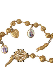 Gold Tone Chain Brass Beaded Statement Sicily Necklace Dolce & Gabbana