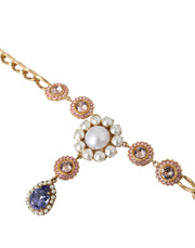 Gold Brass Crystal Purple Pink Pearl Pendants Necklace Dolce & Gabbana