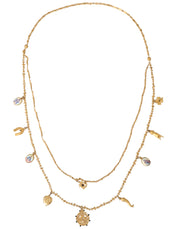 Gold Tone Chain Brass Charm Statement Sicily Necklace Dolce & Gabbana